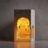 White plaster block with a lit arched niche and a full David statue inside, GODONLIF renaissance decor lamp