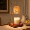 GODONLIF classic gold candle warmer lamp with tulip glass shade on a dining sideboard